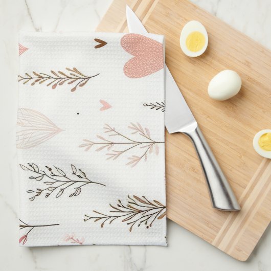 Linge De Cuisine Blush Hearts & Botanical Seamless Pattern (Quart Plié)