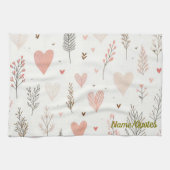Linge De Cuisine Blush Hearts & Botanical Seamless Pattern (Horizontal)