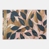 Linge De Cuisine Blush Pink Gold Boho Collection Feuille tendance (Horizontal)