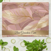Linge De Cuisine Blush Pink Gold Boho Modern Leaves Collection (Plié)