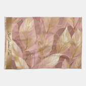 Linge De Cuisine Blush Pink Gold Boho Modern Leaves Collection (Horizontal)