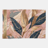 Linge De Cuisine Blush Pink Gold Modern Boho Collection Feuilles (Horizontal)
