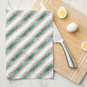 Linge De Cuisine Blush Pink Green Glitter Stripes Christmas (Quart Plié)