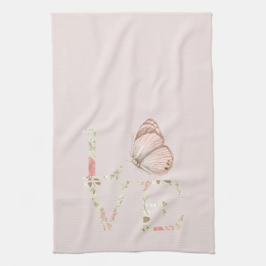 Linge De Cuisine Blush Pink Love Butterfly Floral (Vertical)