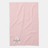 Linge De Cuisine Blush Pink Nom de famille Moderne Monogramme (Vertical)