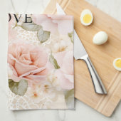 Linge De Cuisine Blush Rose Crème Floral  (Quart Plié)