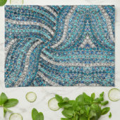 Linge De Cuisine bohème chic gris argenté bleu turquoise (Plié)