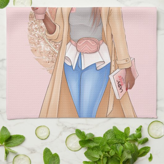 Linge De Cuisine Bohème Faux Parties scintillant fille Tan cheveux (Plié)