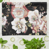 Linge De Cuisine bohème france chic noir floral (Plié)