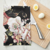 Linge De Cuisine bohème france chic noir floral (Quart Plié)