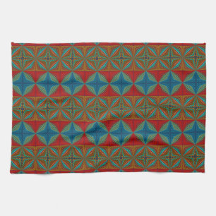 Linge De Cuisine Boho Abstrait Hippie Cool Rouge bleu ethnique Trip