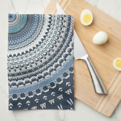 Linge De Cuisine Boho bleu Bohême Mandala (Quart Plié)