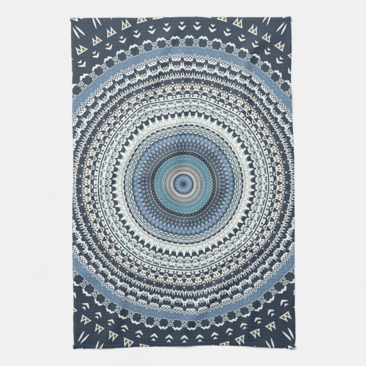 Linge De Cuisine Boho bleu Bohême Mandala (Vertical)