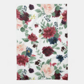 Linge De Cuisine Boho Bloom | Burgundy Rouge et bleu marine Motif (Vertical)