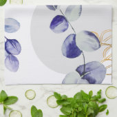 Linge De Cuisine Boho botanique cyan violet (Plié)