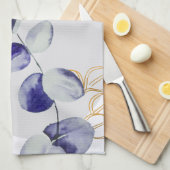 Linge De Cuisine Boho botanique cyan violet (Quart Plié)