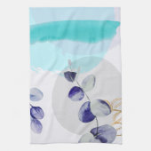 Linge De Cuisine Boho botanique cyan violet (Vertical)