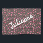 Linge De Cuisine Boho Chic motif floral rose Brown personnalisé<br><div class="desc">Boho Chic motif floral en rose et Brown serviette de cuisine personnalisée</div>