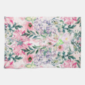 Linge De Cuisine Boho Chic rose Floral Aquarelle Botanique (Horizontal)