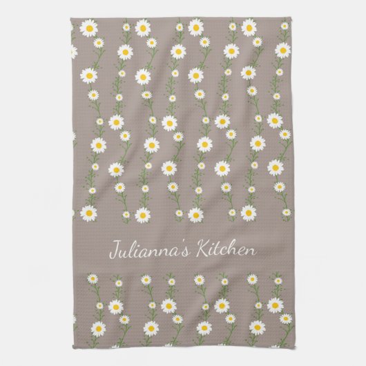 Linge De Cuisine Boho Daisy Chain Floral Pattern Nom personnalisé (Vertical)