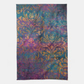 Linge De Cuisine Boho damask élégant violet bleu or (Vertical)