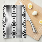 Linge De Cuisine Boho Diamonds Grandes Blancs Noirs (Quart Plié)