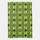 Linge De Cuisine Boho Diamonds Stripes Black Chartreuse (Vertical)