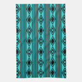 Linge De Cuisine Boho Diamonds Stripes Black Turquoise (Vertical)