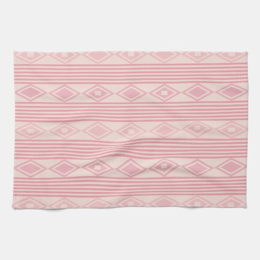 Linge De Cuisine Boho Diamonds Stripes Vanille Rose (Horizontal)