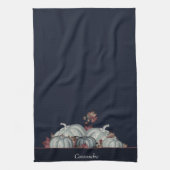 Linge De Cuisine Boho Fall Blue White Aquarelle Citrouille Automne (Vertical)