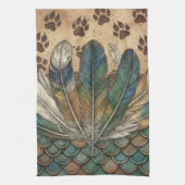 Linge De Cuisine Boho Feather & Empreintes de Patte Imprimés Animal (Vertical)