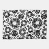 Linge De Cuisine Boho fleurs Motif floral vectoriel noir et blanc (Horizontal)