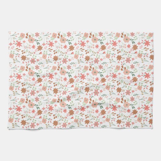 Linge De Cuisine Boho Floral Terre Tons Fleurs Modernes (Horizontal)