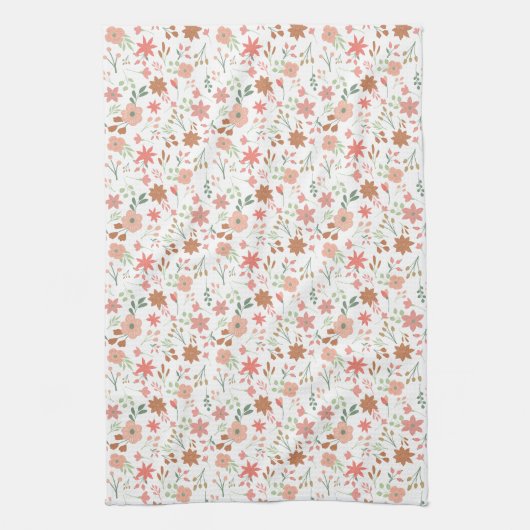 Linge De Cuisine Boho Floral Terre Tons Fleurs Modernes (Vertical)