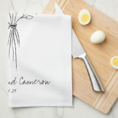 Linge De Cuisine Boho Flower Line Art Dessin Mariage personnalisé  (Quart Plié)