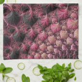 Linge De Cuisine Boho Funky Éclectique Rose Noir Abstrait Fractal (Plié)