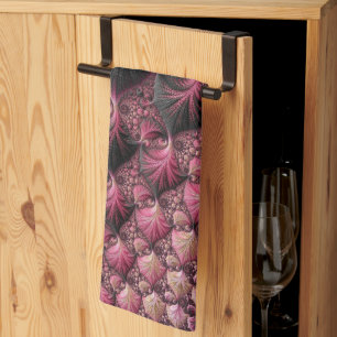 Linge De Cuisine Boho Funky Éclectique Rose Noir Abstrait Fractal