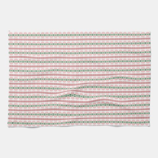 Linge De Cuisine Boho Funky Retro Eclectique Pastel Stripe de Noël (Horizontal)