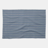 Linge De Cuisine Boho géo lignes simples beige denim bleu rustique (Horizontal)