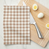 Linge De Cuisine Boho Gingham Pattern Plaid Checkered Tan Brown (Quart Plié)