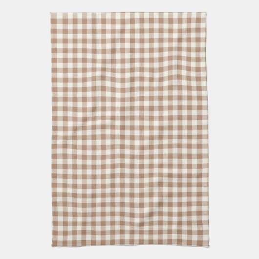 Linge De Cuisine Boho Gingham Pattern Plaid Checkered Tan Brown (Vertical)