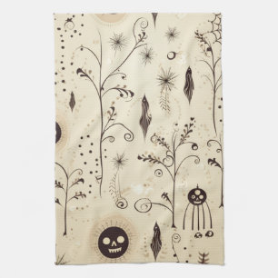 Linge De Cuisine Boho Halloween Masques et Motif de torrents botani
