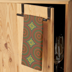 Linge De Cuisine Boho Hippie Rouge Jaune Bleu Vintage Tribal Ethnie