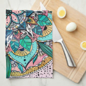 Linge De Cuisine Boho Mandala couleur aquarelle Floral (Quart Plié)