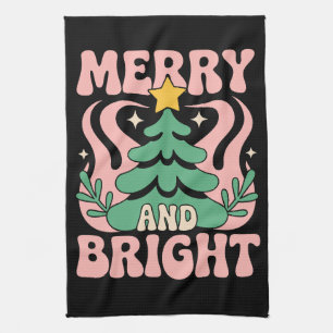 Linge De Cuisine Boho Merry and Bright Floral Noël Personnalisé