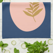 Linge De Cuisine Boho Moderne Abstrait Botanique Bleu Personnalisé (Plié)