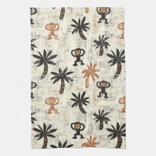 Linge De Cuisine Boho Monkey Jungle Safari Pattern (Vertical)