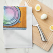 Linge De Cuisine Boho Orange Caméra & Bouquet Floral Aquarelle (Quart Plié)