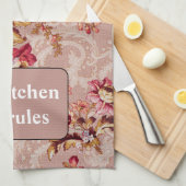 Linge De Cuisine Boho Personnalisé Retro design Fleur motif rose (Quart Plié)