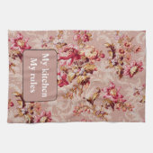 Linge De Cuisine Boho Personnalisé Retro design Fleur motif rose (Horizontal)